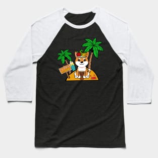 Cute Orange Dog on a tropical island Baseball T-Shirt